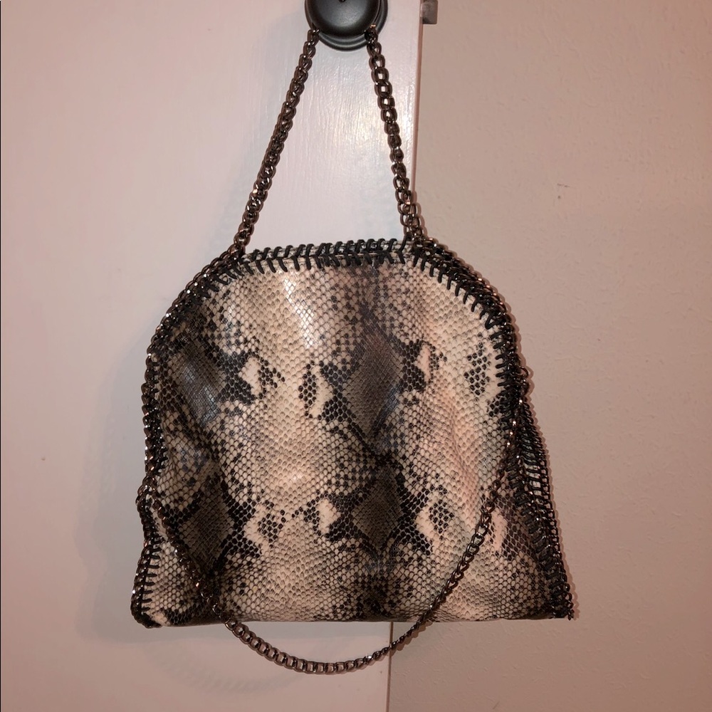 Snakeskin and chain purse